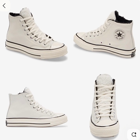 Leather Winter High Tops Converse in Cream - Picture 1 of 6